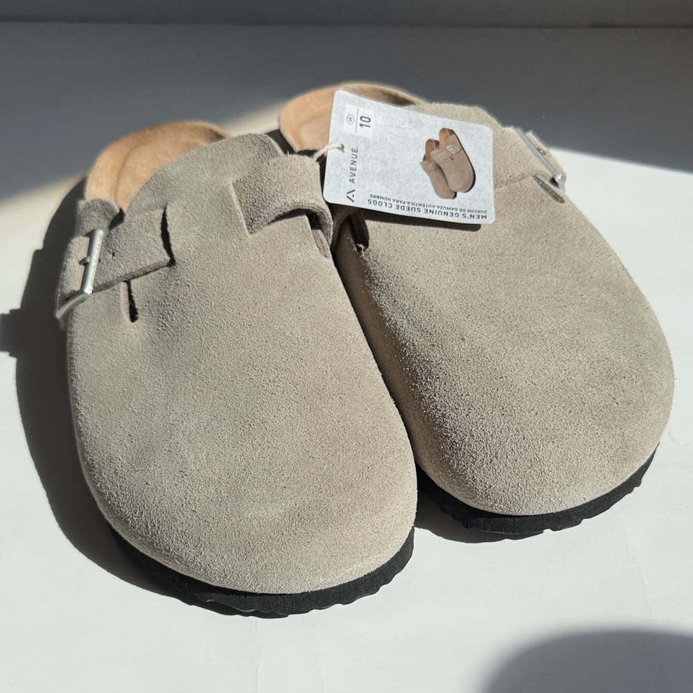 Avenue Taupe Suede Slip-On Clogs
